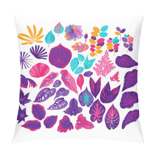 Personality  Vector Collection Of Different Exotic Leaves Drawn In The Technique Of Rough Brush Pillow Covers
