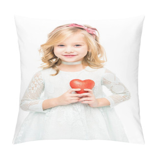 Personality  Girl With Red Heart Sign Pillow Covers