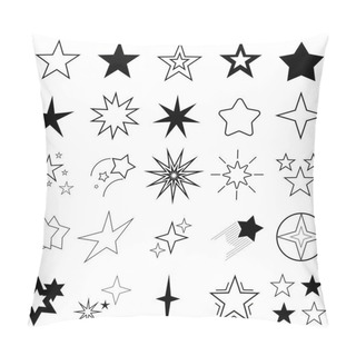 Personality  Set Of Black Line Star Icon. Line Icons Collection For Web Apps And Mobile Concept. Symbol Star. Decoration Element For Christmas Or Birthday. Vector Illustration. Pillow Covers