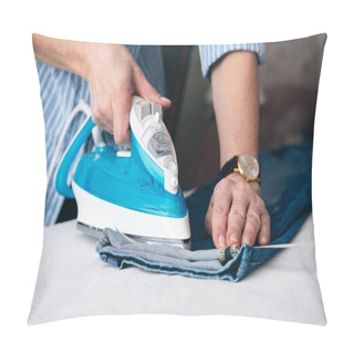 Personality  Seamstress Ironing Jeans In Tailor Shop Pillow Covers