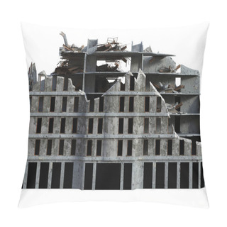 Personality  3D Rendered Ruined Modern Building Isolated On White Background  - 3D Illustration Pillow Covers