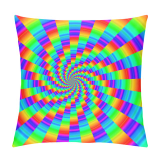 Personality  Abstract Rainbow Hypnotic Spiral Circle . Spectrum Psychedelic Optical Vertigo. Bright Colorful Hypnosis Tunnel, Illusion Swirl Geometric Animation Background For Psy Techno Party Pillow Covers
