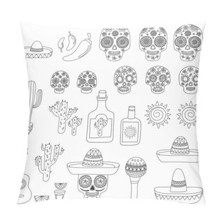 Personality  Mexico Vector Pattern. Day Of The Dead. Icons For Posters, Banners, Backgrounds. Pillow Covers
