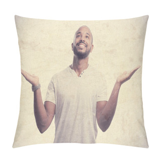 Personality  Young Cool Black Man Happy Pose Pillow Covers