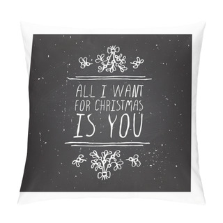 Personality  Winter Greeting Card With Text On Chalkboard Background Pillow Covers