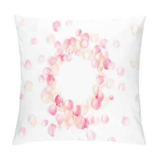 Personality  Frame Made Of Pink Roses Petals Pillow Covers