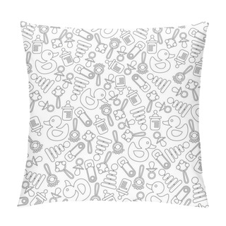 Personality  Seamless Background Pattern For Baby Shower, New Baby Greeting And Announcement Card. Black And White. Vector Illustration Pillow Covers