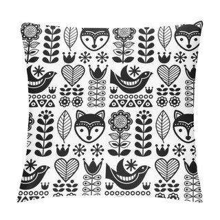 Personality  Scandinavian Seamless Folk Art Pattern - Black Finnish Design, Nordic Style Pillow Covers