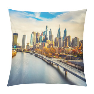 Personality  Philadelphia Skyline And Schuylkill River, USA. Pillow Covers