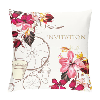 Personality  Background Or Illustration With Hibiscus Flowers In Retro Style Pillow Covers