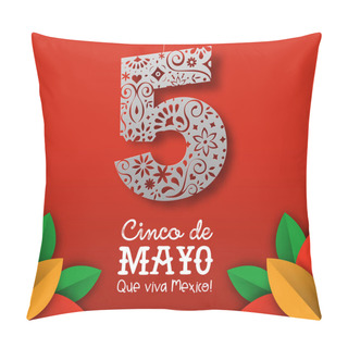 Personality  Cinco De Mayo Card Of Mexican Paper Cut Art Pillow Covers