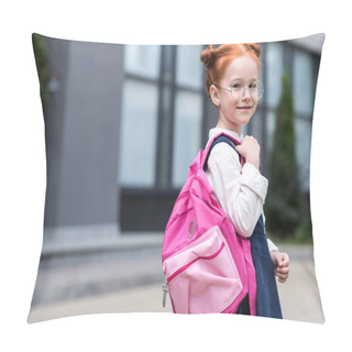 Personality  Redhead Schoolgirl With Backpack Pillow Covers