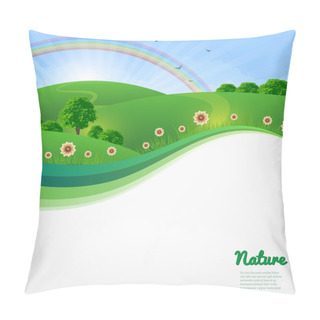 Personality  Summer Sunny Landscape. Nature Vector Pillow Covers