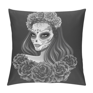 Personality  Beautiful Sugar Skull Woman Pillow Covers