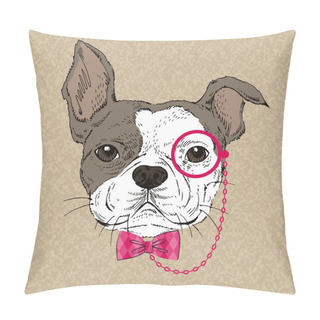 Personality  French Bulldog In Pink Tie Bow And Monocle Pillow Covers