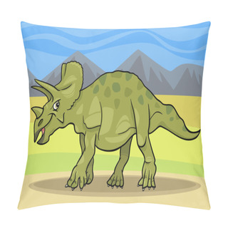 Personality  Cartoon Illustration Of Triceratops Dinosaur Pillow Covers