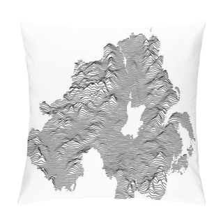 Personality  Gray 3D Topography Map Of European Country Of Northern Ireland, United Kingdom Pillow Covers