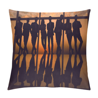 Personality  Silhouette Of A Business Team Standing Next To The Office Window Pillow Covers