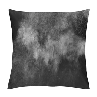 Personality  Freeze Motion Of White Particles On Black Background. Powder Explosion. Abstract Dust Overlay Texture. Pillow Covers