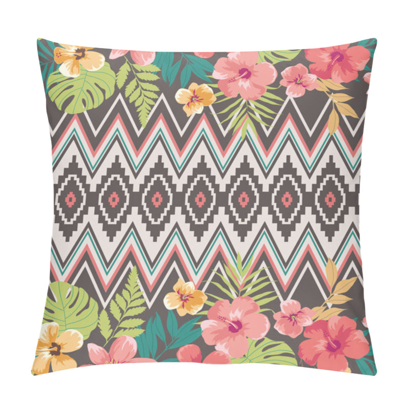 Personality  Ethnic Mix Tropical Flower Vector Pattern Background Pillow Covers