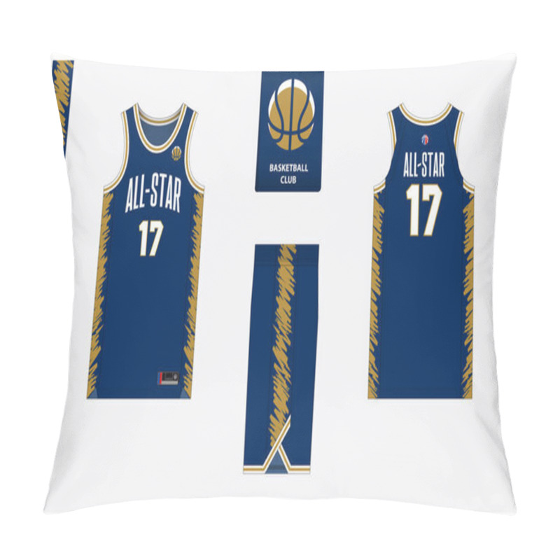Personality  Basketball Uniform Mockup Template Design For Basketball Club. Basketball Jersey, Basketball Shorts In Front And Back View. Basketball Logo Design. Vector Illustration. Pillow Covers