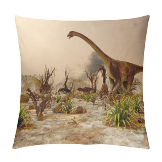 Personality  Dinosaur. Prehistoric Jungle, Landscape, Valley With Dinosaurs Pillow Covers