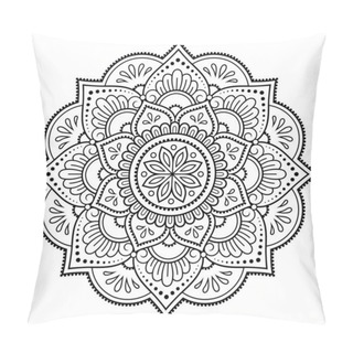 Personality  Circular Pattern In Form Of Mandala With Flower For Henna, Mehndi, Tattoo, Decoration. Decorative Ornament In Ethnic Oriental Style. Outline Doodle Hand Draw Vector Illustration. Pillow Covers