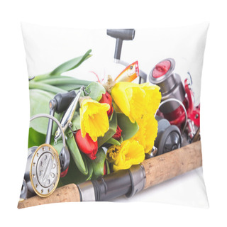 Personality  Fishing Tackles With Spring Flowers Pillow Covers