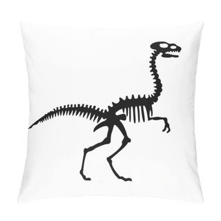 Personality  Vector Silhouette Of Dinosaurs Skeleton. Hand Drawn Dino Skeleton. Dinosaur Bones, Exhibit Fossils In The Museum Pillow Covers