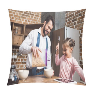 Personality  Father Making Cereal Breakfast For Daughter Pillow Covers