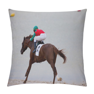 Personality  Horse Race On Sanlucar Of Barrameda, Spain, August 2010 Pillow Covers