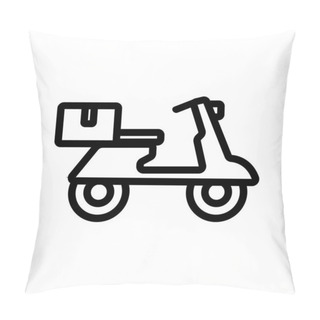 Personality  Courier Motorcycle Icon Vector. Isolated Contour Symbol Illustration Pillow Covers