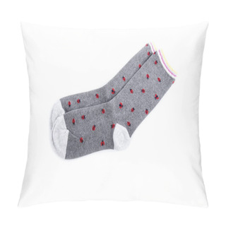 Personality  Women's Gray Socks With Lady Bug Design Isolated  Pillow Covers