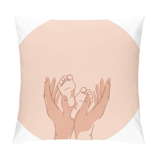 Personality  Illustration Of Baby Feet In Mothers Hands, Children Protection Day Concept Pillow Covers