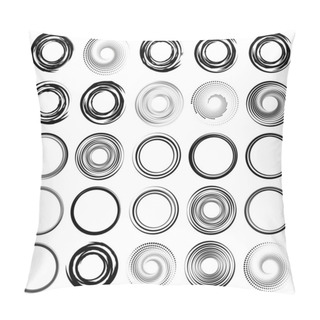 Personality  Spiral, Swirl, Twirl Set, Collection. Radial, Radiating, Concentric Element Set, Vector Illustration Pillow Covers