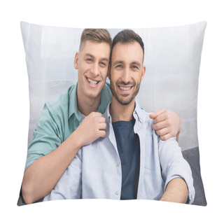 Personality  Happy Same Sex Family Smiling And Looking At Camera Pillow Covers