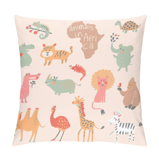 Personality Funny Cartoon Animals In Bright Colors. Pillow Covers