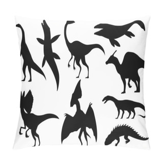 Personality  Dinosaur Silhouettes Set. Dino Monsters Icons. Prehistoric Reptile Monsters. Vector Illustration Isolated On White Pillow Covers