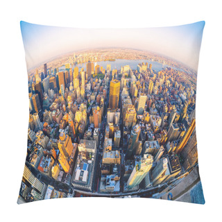 Personality  Aerial View Of New York City At Sunset Pillow Covers
