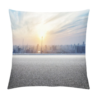 Personality  Panoramic Skyline And Buildings With Empty Road Pillow Covers