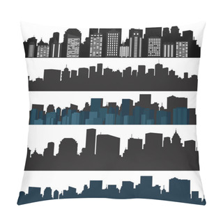 Personality Set Of Vector Cities Silhouette Pillow Covers