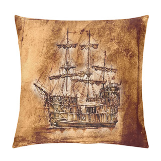 Personality  Antique Boat Sea Motive Drawing Handmade Pillow Covers