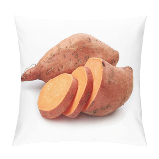 Personality  Sweet Potato With Slices Isolated On White Background Pillow Covers