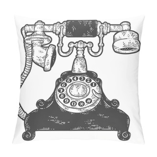 Personality  Vintage Telephone. Sketch Scratch Board Imitation Color. Pillow Covers
