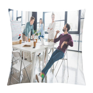 Personality  Businesspeople Discussing And Brainstorming Pillow Covers