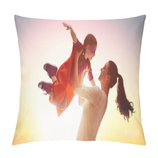 Personality  Mother And Her Child Playing Pillow Covers