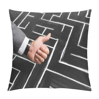 Personality  Cropped View Of Businessman In Suit Showing Like Near Labyrinth Pillow Covers