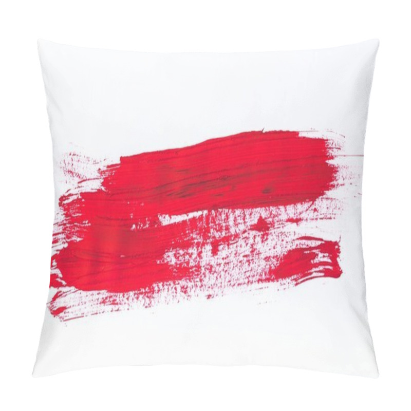 Personality  abstract painting with bright red brush strokes on white pillow covers