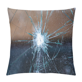 Personality  Broken Glass. Car Glass Cracked From An Accident. Armored Glass After Impact. Glass Reinforced With A Film After Being Hit By A Bullet. Pillow Covers