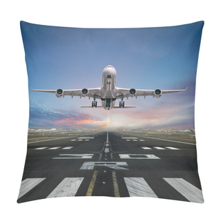 Personality  Airplane Taking Off From The Airport. Pillow Covers